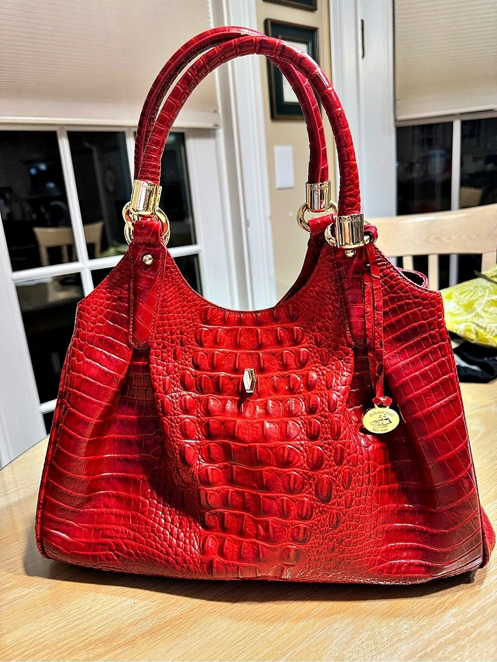 Brahmin Red Embossed Shoulder Bag